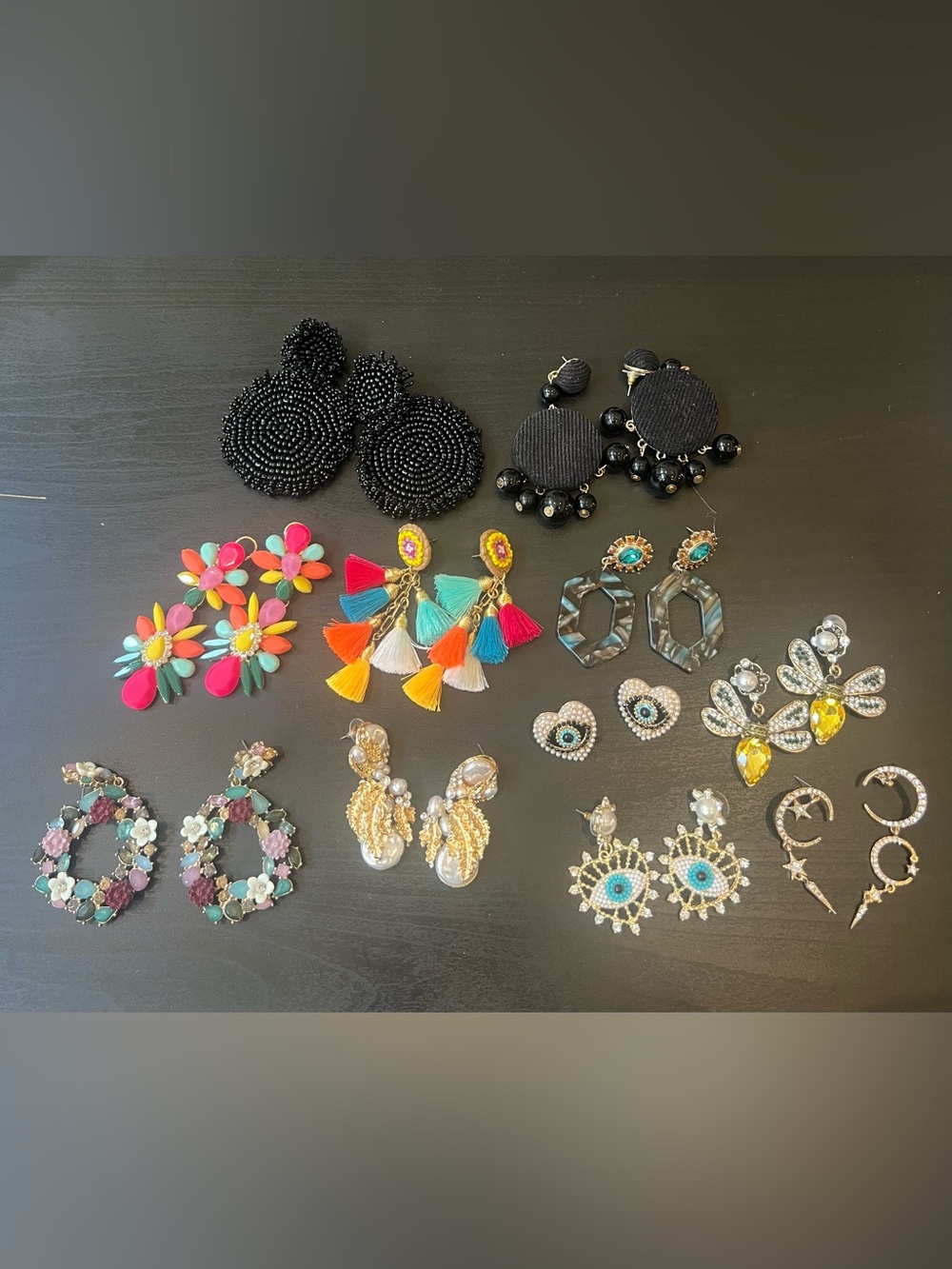 11 Pairs of Statement Earrings – Colourful Fashion Jewellery Bundle